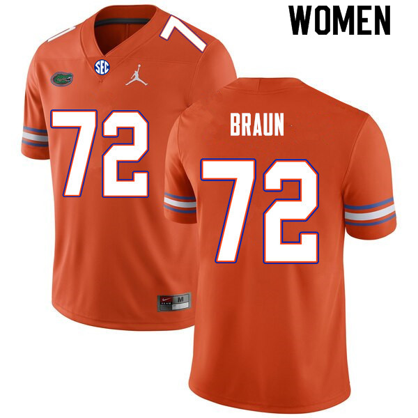 Women #72 Josh Braun Florida Gators College Football Jerseys Sale-Orange